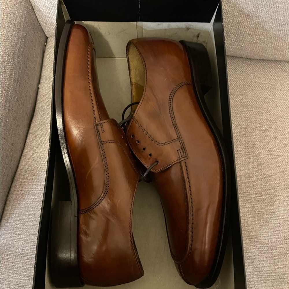 Bostonian Ricardo Lace Up Brown Derby Dress Shoes, Genuine Leather Round Toe 9 - Picture 2 of 16